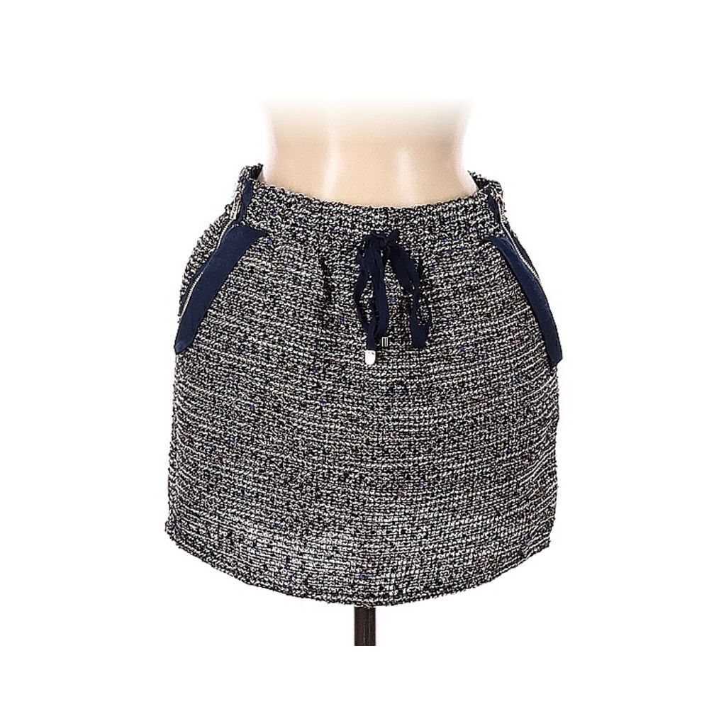48.Color Block| Wool Tweed cotton blend|Size 38(EU)| Mini Skirt| Pockets - Picture 3 of 11